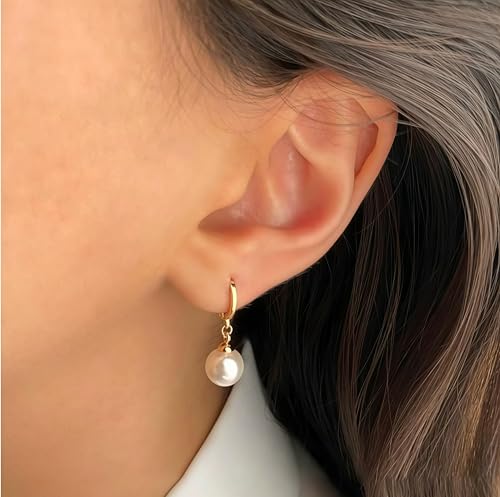 Faux Pearl Earring Necklace Set for Women Girlfriend Imitation Pearl Gold Drop Dangle Earrings Adjustable Pendant Choker Chain for Bridesmaid Bride Wedding Ornament Bridal Birthday Gifts 2Sets