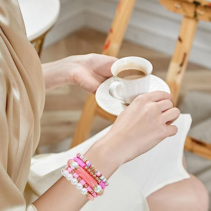 GOOJIDS Simple Beaded Gold Plated Bangles Bracelet Chunky Bamboo Tube Curved Stacking Clear Acrylic Colorful Beads Stretchable Gold Plated Bracelets Set For Women - color: A-A1 Mix Set