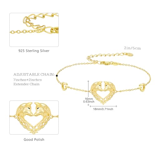 Animal Bracelet for Women 925 Sterling Silver Celtic Dragon/Horse/Wolf Bracelet Adjustable Bracelet Cute Animal Jewelry Gift for Women - style: Wolf Bracelet - Gold
