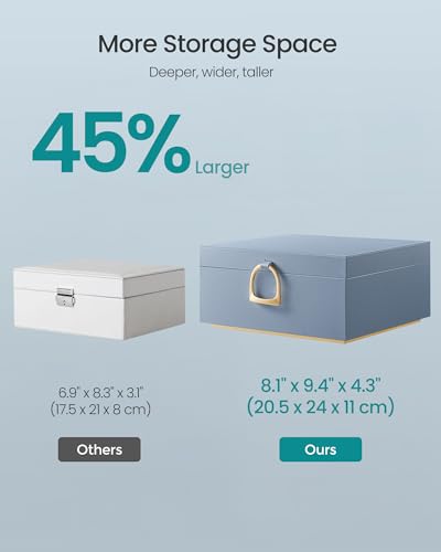 SONGMICS 2-Layer Jewelry Box, Jewelry Organizer with Handle, Removable Jewelry Tray, Jewelry Storage, Floating Effect, 8.1 x 9.4 x 4.3 Inches, Gift Idea, Misty Blue UJBC165Q01 - color: Misty Blue