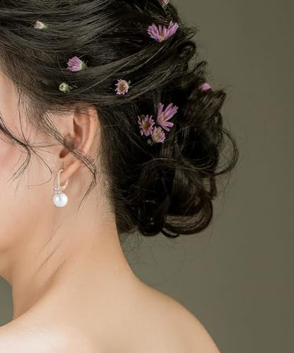 Pearl Earrings for Women 925 Silver Freshwater Real Pearl Drop Dangling Earrings for Birthday Christmas Anniversary - color: Rose Gold