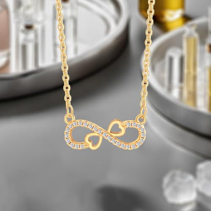 Gold Plated Pendant Necklaces for Women Cubic Zirconia Accent 18 Inch Adjustable Chain Hypoallergenic Gift for Wife Mom Birthday Valentines Day - style: Infinity