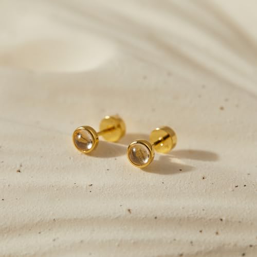 CHIC & ARTSY 18K Gold Plated Solid 925 Sterling Silver Flat Back Earrings for Women Multiple Piercings Screw Back Earrings Cartilage Hypoallergenic Jewelry - style: 925 Silver Flat Back #05