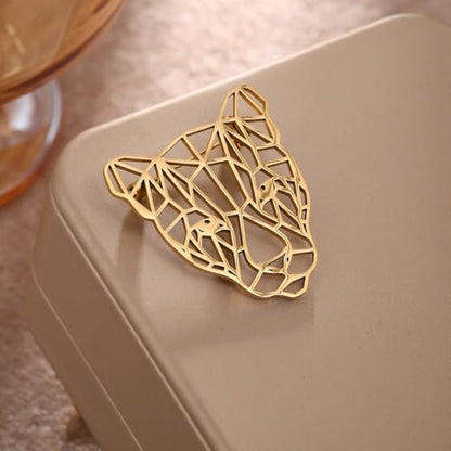 Large-sized Gold Color Phoenix Bird Brooch Wolf and Lion Brooch and Pin - style: Leopard