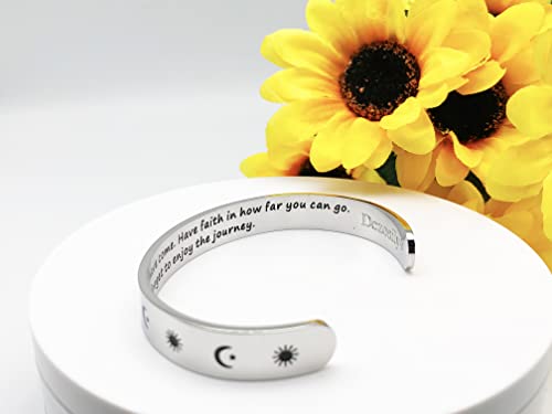 Dczosily Inspirational Bracelets for Women Stainless Steel Cuff Bracelet Engraved Jewelry Motivational Bangles Personalized Gifts for Best Friend/Mom - style: Friend-10mm-Take pride in how far you have come.Have faith ...don't forget to enjoy the journey