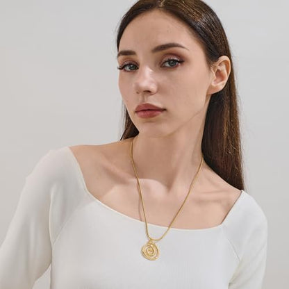 Boho Chunky Gold Statement Necklaces for Women Beach Jewelry Gifts | Versatile Everyday Wear, Pairs with Any Outfit, Ideal Gift for Any Occasion, Easy to Layer, Lightweight, Hypoallergenic - style: Spiral-A