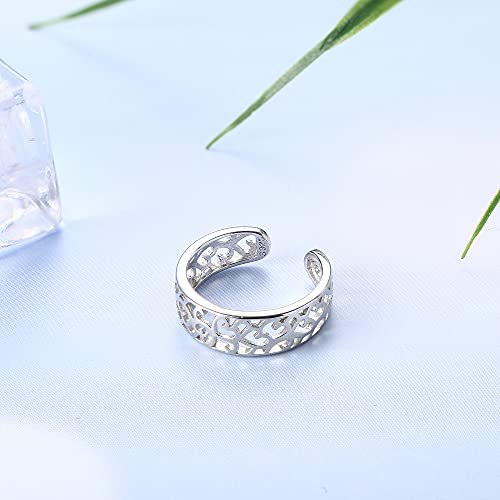 MILACOLATO Toe Rings for Women 925 Sterling Silver Adjustable Toe Ring | Adjustable Open Band Toe Rings, Hypoallergenic Ring for Sensitive Skin, Non Tarnished Waterproof Summer Beach Foot Jewelry - color: Flower A