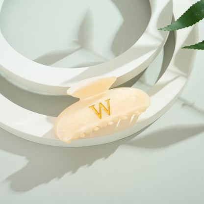 LILIE&WHITE Acrylic Letter Hair Clips For Women Stylish W Initial Hair Claw | Alphabet Hair Clip Fashion Glitter Monogram Claw Clip Elegant And Durable Hair Accessory Large Hair Clips W - color: HC22539W