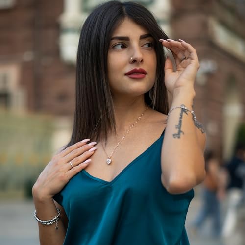 SERASAR Rose Gold Heart Pendant Necklace Women Jewelry Steel Chain Gifts - color: Rosegold, style: Love