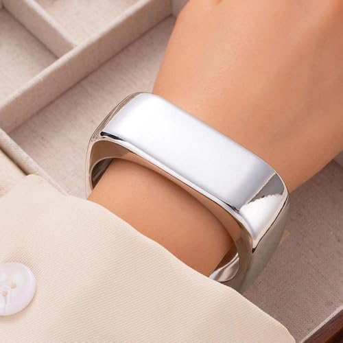 Chunky Acrylic Square Opening Cuff Bracelet for Women,Vintage Punk Geometric Glossy Statement Bracelet,Trendy Party Banquet Jewelry Accessories Gifts
