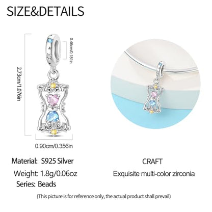925 Sterling Silver Charms for Bracelets Necklaces Dangle Pendant With 5A Cubic Zirconias Bead Charm for Women DIY Jewelry - style: Hourglass Bead Pendant