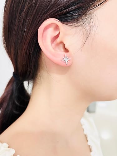 Pearl and Rhinestone Stud Earrings for Women Retro Statement Earrings Wedding Party Prom Jewelry - color: North Star Pearl-Silver