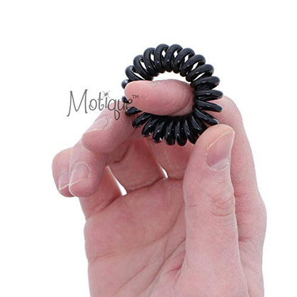 Small Coil Hair Ties For Girls - Set of 6 Black - color: Black