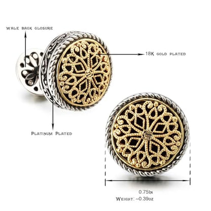 Cuff Links Mens, Cufflinks for Men, Men's Cuff Links for Wedding, Business, Father's Day, Gift for Men, 18K Gold Plated with Luxury Wooden Gift Box - style: Silver & Gold Cufflink