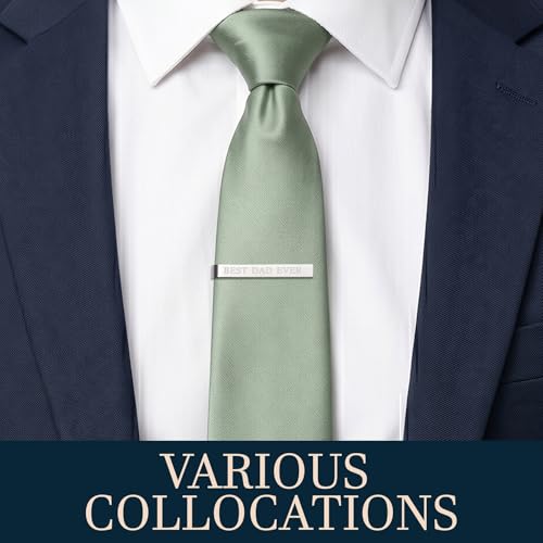 HAWSON Father of the Bride and Groom Tie Clip Best Man Skinny Stainless Steel Marriage Tie Bar Wedding Gift for Man - style: 2''-BEST DAD EVER