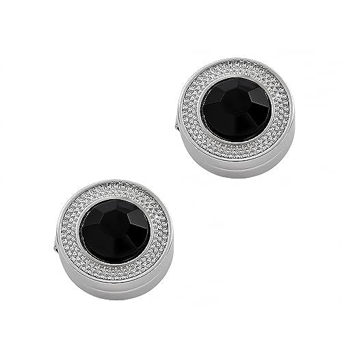 Mens Button Covers Tuxedo Shirt Cufflinks Alternative | Fake cufflinks and alternative fashion jewelry accessories for mens formal business dress shirts suits and groomsmen - color: H Silvery black
