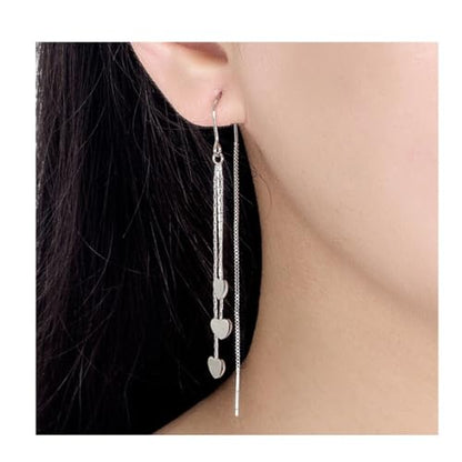 925 Sterling Silver Dangle Earrings with Charms Heart, Water drop, Moon, Star Long Drop Earring for Women Jewelry Gifts Hypoallergenic - color: heart-3 hanging