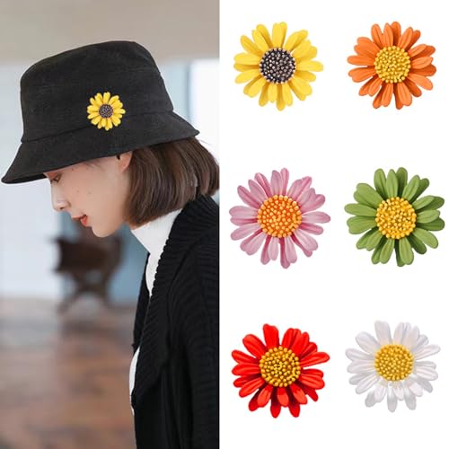 DD-life 6/12 Pcs Enamel Daisy Flower Lapel Pin Brooch Pin Plant Sunflower Suit Lapel Pin Fashion Shiny Brooch for Any Special Occasions (6 Colors x 2) - color: 12