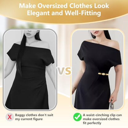 Frutain 2Pcs Cinch Clip Waist Cincher Clips for Women Dress Back Cinch & Shawl Cardigan Sweater Shirt Fasteners(GS) - style: Gs-1 Row Rhinestone-c