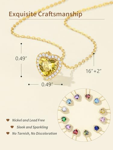 FindChic Birthstone Necklace For Women 12 Months Pendant Necklace | Waterproof Gold/Silver Chain Dainty Gemstone Jewlery for Wife Besties Girlfriend with Gift Box - color: Gold