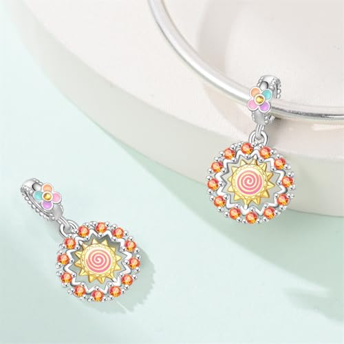 HappyStar 925 Sterling Silver Charms for Bracelets and Necklace Dangle Pendants Beads Charms Fits Charms Bracelets for Woman Jewelry Gifts (with one Spacer Bead Charms) - style: Sun Power Charm