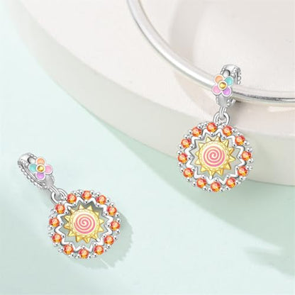 HappyStar 925 Sterling Silver Charms for Bracelets and Necklace Dangle Pendants Beads Charms Fits Charms Bracelets for Woman Jewelry Gifts (with one Spacer Bead Charms) - style: Sun Power Charm