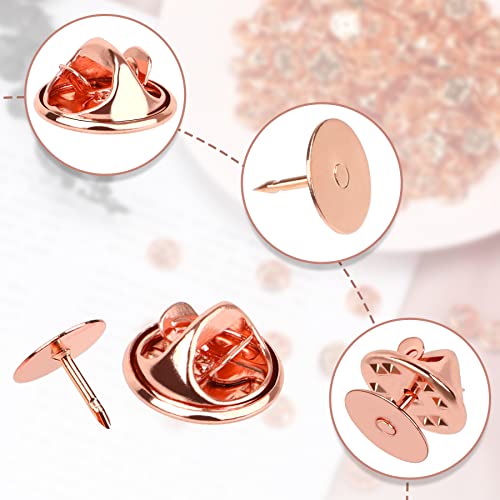 JANYUN 120 Pairs Butterfly Clutch Tie Tacks,Blank Pin Clasp Back | Rose Gold,Metal Holder Lock Backings,Replacement with 8mm Length 10mm Width Blank Pins for Brooch Lapel Enamel Craft Ma - color: Rose Gold, size: 10mm