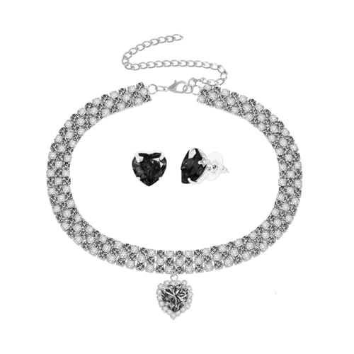 Silver Plated Necklace Earrings Bracelet Crystal Bridal Wedding Jewelry Sets for Wedding princess birthday party Halloween Prom Pageant Jewelry - color: 4-black