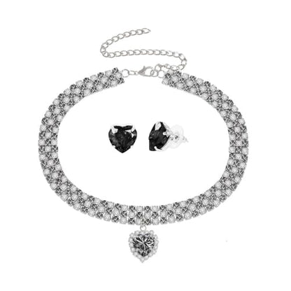 Silver Plated Necklace Earrings Bracelet Crystal Bridal Wedding Jewelry Sets for Wedding princess birthday party Halloween Prom Pageant Jewelry - color: 4-black