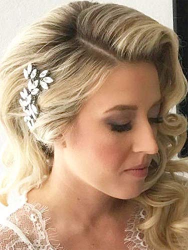 Bride Crystal Wedding Hair Comb Silver Bridal Side Comb Rhinestone Hair Accessorie for Women (A-Silver)