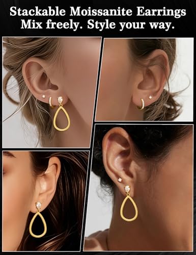Mossanite 925 Sterling Silver Pendant and Earring Set Hypoallergenic Silver Earrings - color: 14K Gold