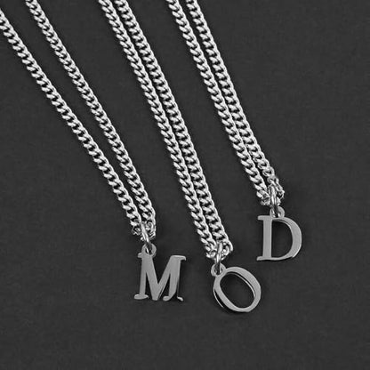 Men’s Minimal Initial Necklace, Stainless Steel Gold Silver Tone 26 Letters Pendant Necklace for Men Women 3.5mm Cuban Chain Waterproof - style: H
