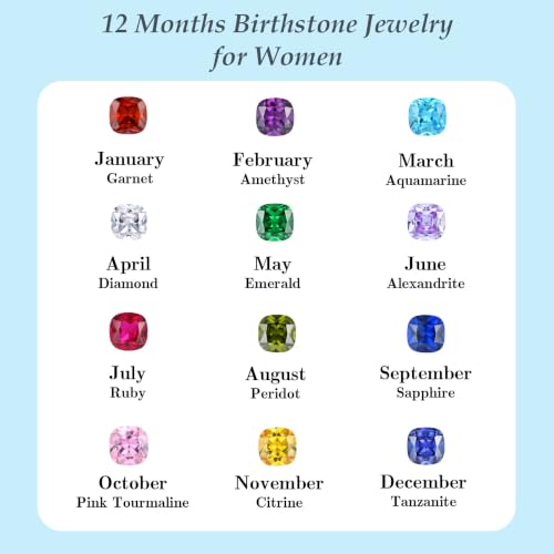 Birthstone Necklace for Women 925 Sterling Silver Princess Cut Halo Necklace Pendant Jewelry for Mom Wife - color: Gold