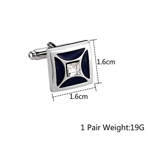 Shirts Cufflinks for Men,Men Dress Shirts with Cuff Links Square Cubic Zirconia White Mens Stainless Steel Cufflinks Blue/Purple - color: Blue
