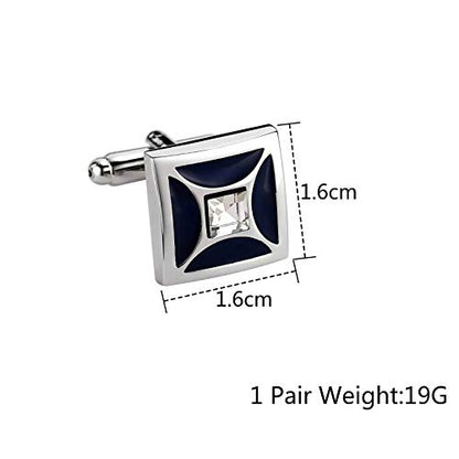 Shirts Cufflinks for Men,Men Dress Shirts with Cuff Links Square Cubic Zirconia White Mens Stainless Steel Cufflinks Blue/Purple - color: Blue