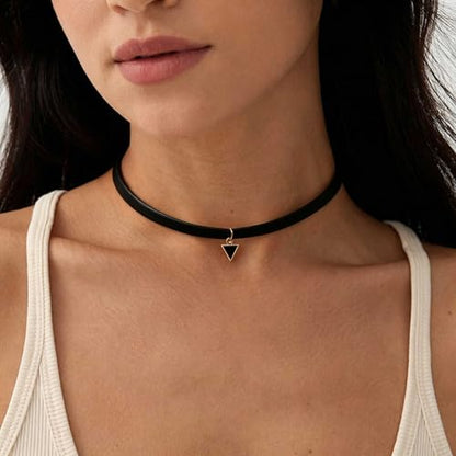 Black Necklaces for Women,Adjustable Layered Collar,Goth Jewelry - color: Triangle