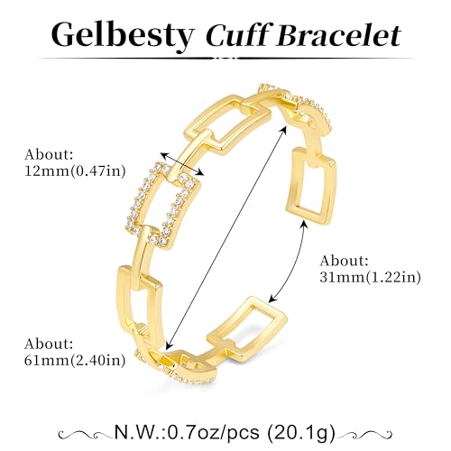 Gelbesty Infinity Love Knot Dainty Gold Bangle Bracelets for Women, 14K Gold Plated Adjustable 925 Silver Bracelet, Trendy Jewelry Gifts for Valentine's Day - color: Gold_Square&CZ