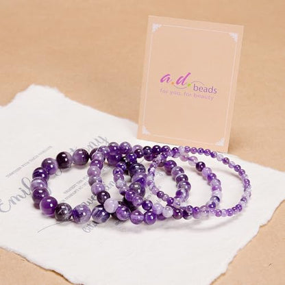 AD Beads Handmade Gemstone Stretch Elastic Bracelet Crystal Reiki Nature's Beauty and Spiritual Essence Unisex (4mm, Dream Amethyst (Third-Eye Energy)) - color: Dream Amethyst (Third-eye Energy), size: 4mm