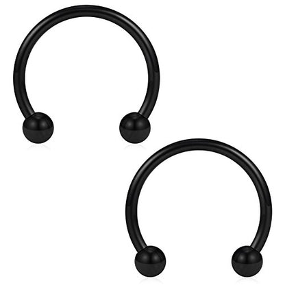 SCERRING 12PCS 10-14mm Stainless Steel Nose Horseshoe Hoop Rings Eyebrow Lip Ear Tragus Septum Piercing Hanger Retainer 16G 14G 12G - style: 16G - Inner Dia. 14mm