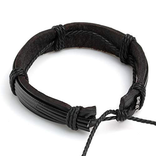 6-12PCS Braided Faux Leather Bracelet Punk Cuff Wrap Bracelets for Men Women Adjustable - color: E:6pcs