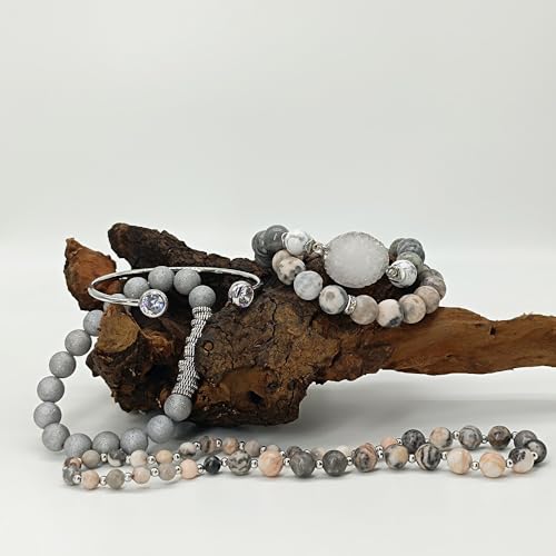 Yomisa Boho Beaded Bracelets/Bangle for Women,Multilayer 5/6/7PCS Healing Natural Handmade Stone Bead Bracelets Stackable Stretch Friendship Beaded Bracelet Set Trendy Western Bohemian Jewelry Gift - color: 5pcs-Zebra Jasper
