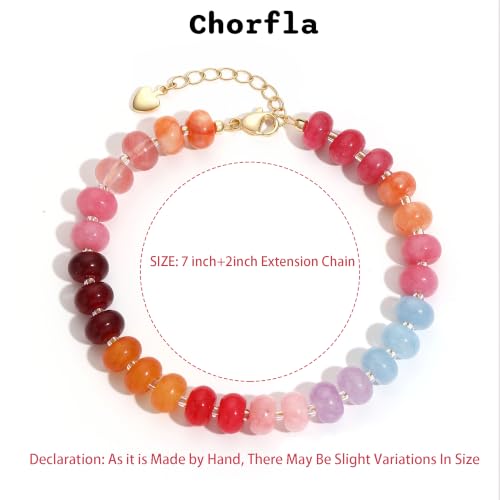 colorful Natural Stone Beaded Bracelets for Women, Boho Handmade Gemstone Bracelet, Stackable Summer Beach Jewelry - color: Colorful Bead 2