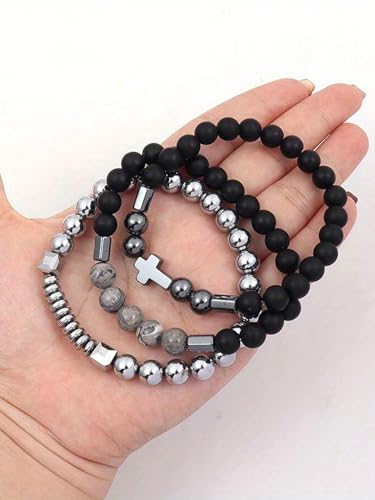 Vintage Stackable Bead Bracelet Set For Men Women Handmade Bohemian Style Multilayer Adjustable Elastic Bead Bracelet Fashion Punk Jewerly Gift - style: Style 4