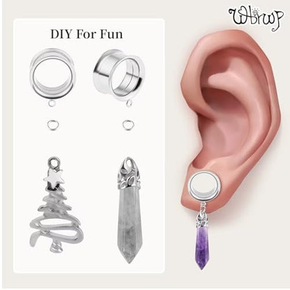 WBRWP 6pcs Ear Gauges Tunnels Plugs: DIY Ear Tunnles Piercing Expander Stainless Steel Double Flared Screw Gauges - color: Silver-Style 1