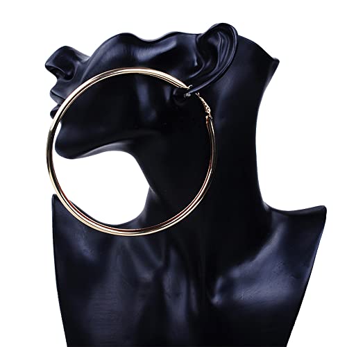 BETHYNAS 110 120mm Gold Large Basketball Hoop Earrings for Women Big Thin Hoop Fashion Round Circle Huggie Minimalist Earrings - color: 110mm