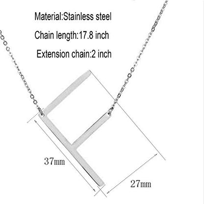 MOMOL Sideways Initial Necklace 18K Gold Plated Stainless Steel Large Big Letters Pendant Necklace Script Name Monogram Necklaces for Women - color: F