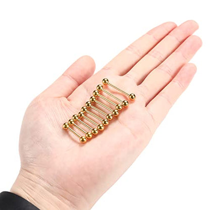 GAGABODY 5 Pairs Nipple & Tongue Rings - 14G Surgical Steel Screw Barbell - Straight, 12mm-20mm - color: Gold