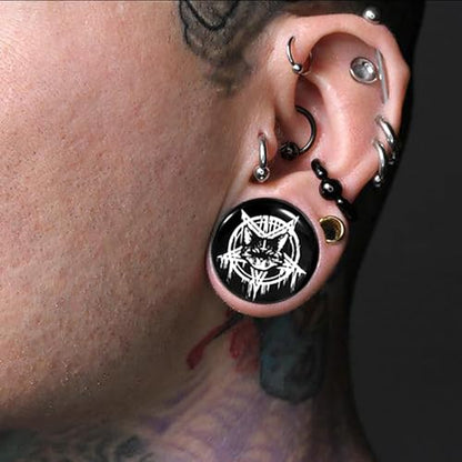 Ear Plugs Gauges Cat Cross 2g-1" Acrylic Internally Threaded Ear Expander for Women Men Body Piercing Jewelry - style: Gauge:9/16"(14mm)