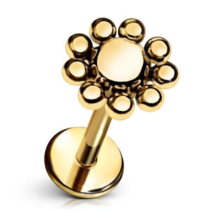 Sun Flat Back Stud- Hypoallergenic Titanium Women's Earring