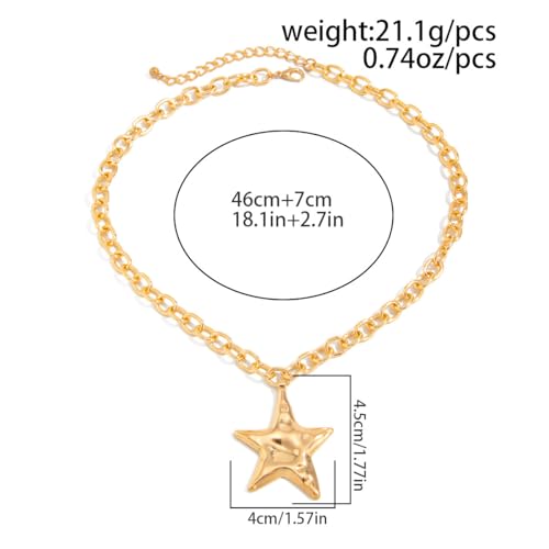 Big Star Necklace Chunky Necklace for Women Boho Thick Chain Statement Necklace Trendy Large Star Pendant Necklace Bold Vintage Chunky Jewelry - style: Style G